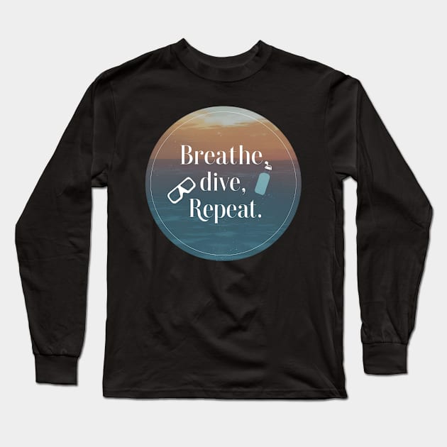 breathe dive repeat Long Sleeve T-Shirt by CreationArt8